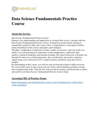 Data Science Fundamentals Practice Course