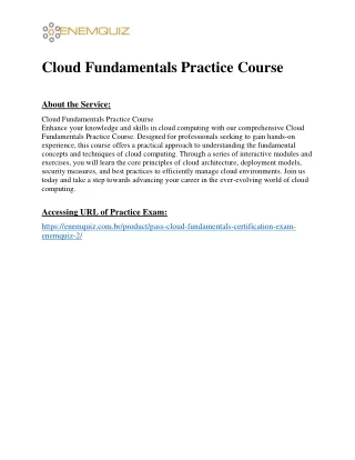 Cloud Fundamentals Practice Course