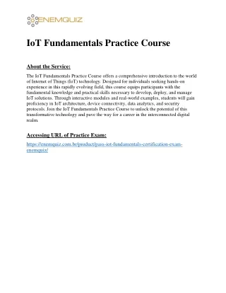 IoT Fundamentals Practice Course