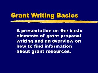 Grant Writing Basics