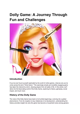 Dolly Game A Journey Through Fun and Challenges