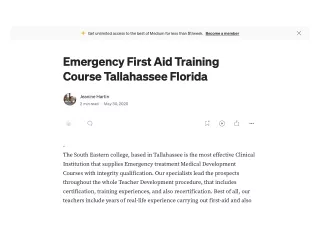 Emergency First Aid Training Course Tallahassee Florida