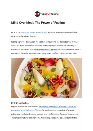 Mind Over Meal_ The Power of Fasting
