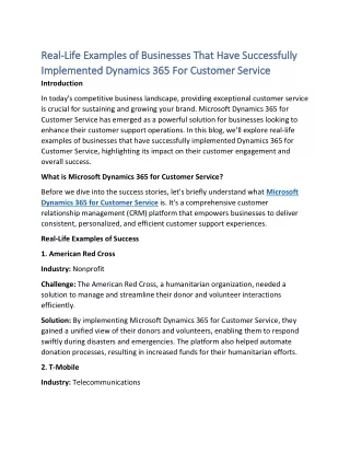 Real-Life Examples of Businesses That Have Successfully Implemented Dynamics 365 For Customer Service