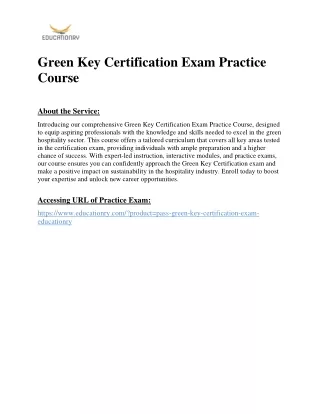 Green Key Certification Exam Practice Course