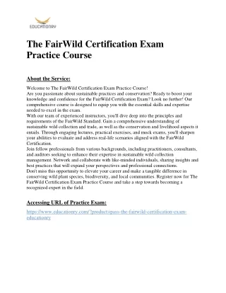 The FairWild Certification Exam Practice Course