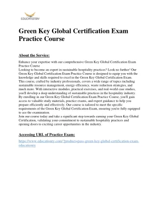 Green Key Global Certification Exam Practice Course