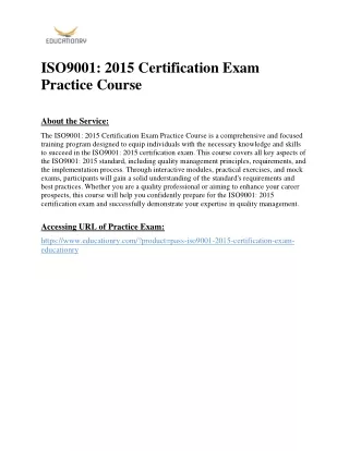 ISO9001: 2015 Certification Exam Practice Course