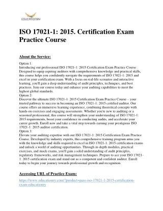 ISO 17021-1: 2015. Certification Exam Practice Course