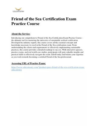 Friend of the Sea Certification Exam Practice Course