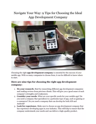 Navigate Your Way 9 Tips for Choosing the Ideal App Development Company