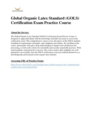 Global Organic Latex Standard (GOLS) Certification Exam Practice Course