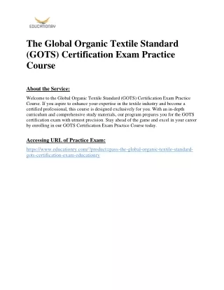 The Global Organic Textile Standard (GOTS) Certification Exam Practice Course