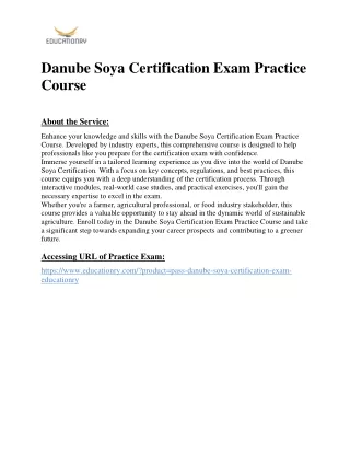 Danube Soya Certification Exam Practice Course