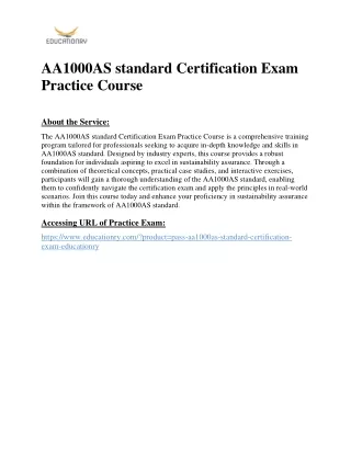 AA1000AS standard Certification Exam Practice Course