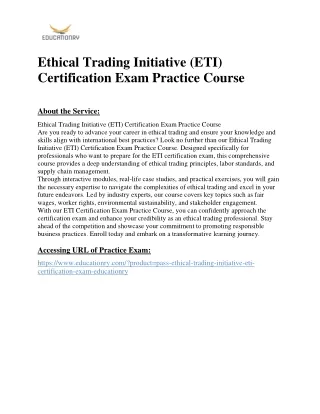 Ethical Trading Initiative (ETI) Certification Exam Practice Course