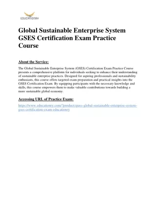Global Sustainable Enterprise System GSES Certification Exam Practice Course