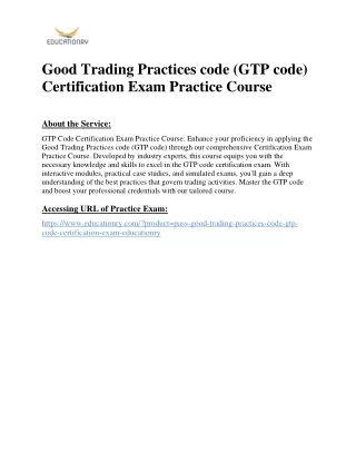 Good Trading Practices code (GTP code) Certification Exam Practice Course