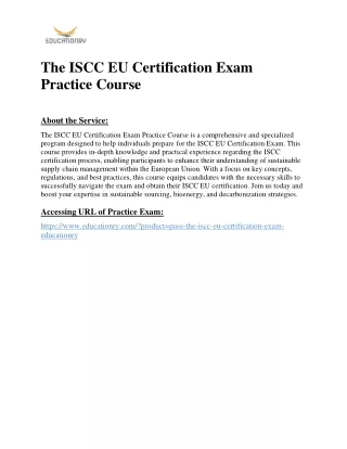 The ISCC EU Certification Exam Practice Course