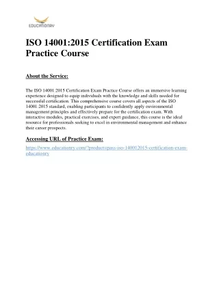 ISO 14001:2015 Certification Exam Practice Course