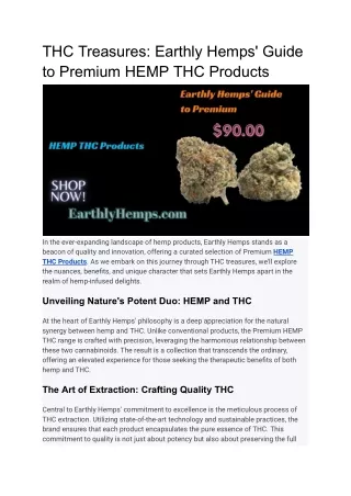 THC Treasures_ Earthly Hemps' Guide to Premium HEMP THC Products