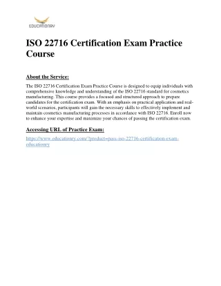 ISO 22716 Certification Exam Practice Course