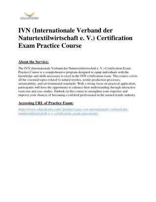 IVN (Internationale Verband der Naturtextilwirtschaft e. V.) Certification Exam
