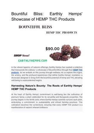 Bountiful Bliss_ Earthly Hemps' Showcase of HEMP THC Products