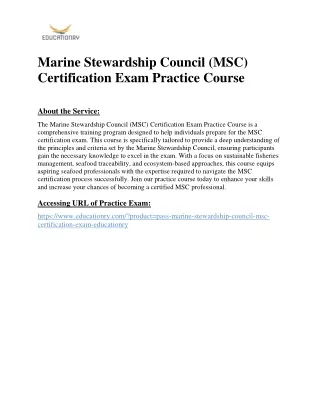 Marine Stewardship Council (MSC) Certification Exam Practice Course