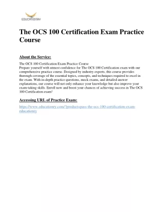 The OCS 100 Certification Exam Practice Course