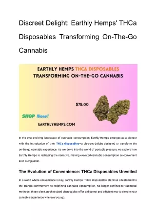 Discreet Delight_ Earthly Hemps' THCa Disposables Transforming On-The-Go Cannabis