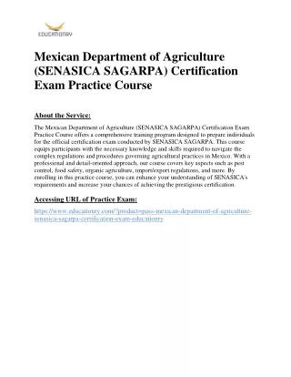 Mexican Department of Agriculture (SENASICA SAGARPA) Certification Exam Practice