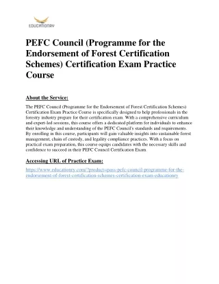 PEFC Council (Programme for the Endorsement of Forest Certification Schemes) Cer