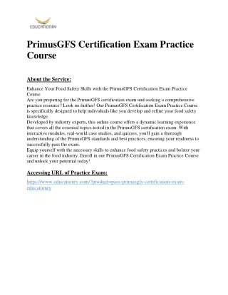 PrimusGFS Certification Exam Practice Course