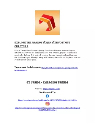 Explore the Gaming World with Fortnite Chapter 4