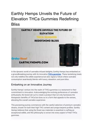 Earthly Hemps Unveils the Future of Elevation_ THCa Gummies Redefining Bliss