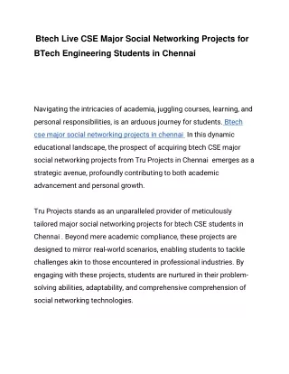 47851 - Btech Projects in Chennai _ Live CSE Major Social Networking Projects