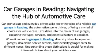 Car Garages in Reading Navigating the Hub of Automotive Care