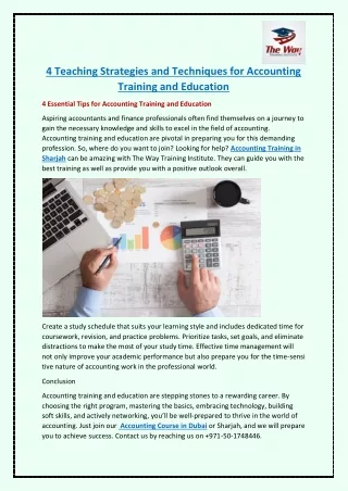 4 Teaching Strategies and Techniques for Accounting Training and Education