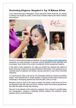 Illuminating Elegance Bangalore’s Top 10 Makeup Artists