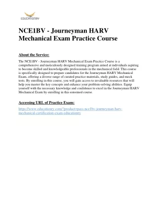 NCE1BV - Journeyman HARV Mechanical Exam Practice Course