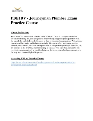 PBE1BV - Journeyman Plumber Exam Practice Course