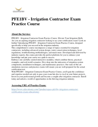 PFE1BV - Irrigation Contractor Exam Practice Course