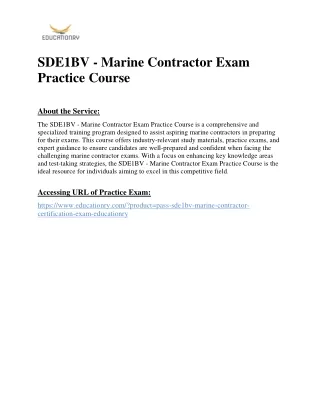 SDE1BV - Marine Contractor Exam Practice Course