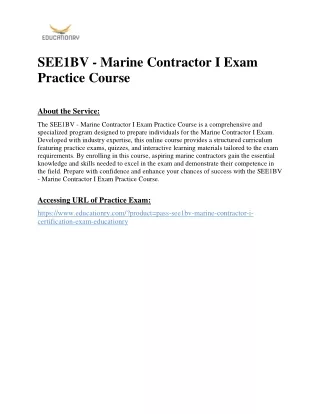 SEE1BV - Marine Contractor I Exam Practice Course