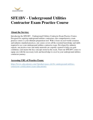 SFE1BV - Underground Utilities Contractor Exam Practice Course