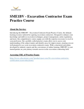 SME1BV - Excavation Contractor Exam Practice Course