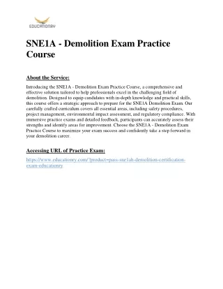 SNE1A - Demolition Exam Practice Course