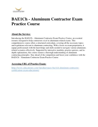 BAE1Ch - Aluminum Contractor Exam Practice Course