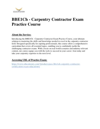 BBE1Ch - Carpentry Contractor Exam Practice Course